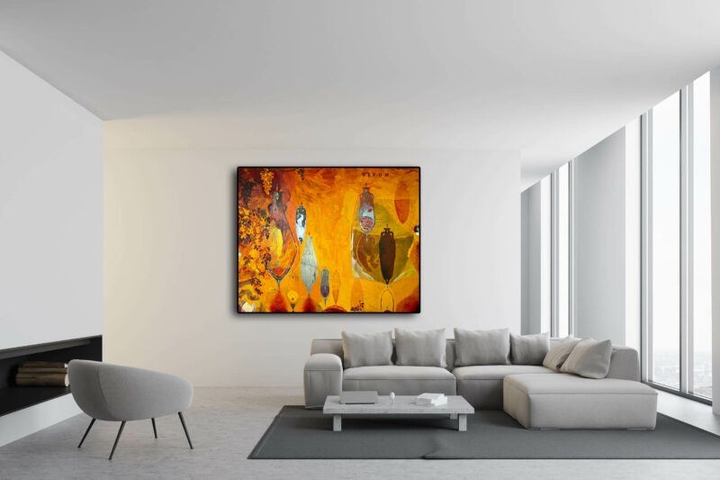 vinum est une peinture acrylique couleur vive sur toile d enrique mestre jaime in situ