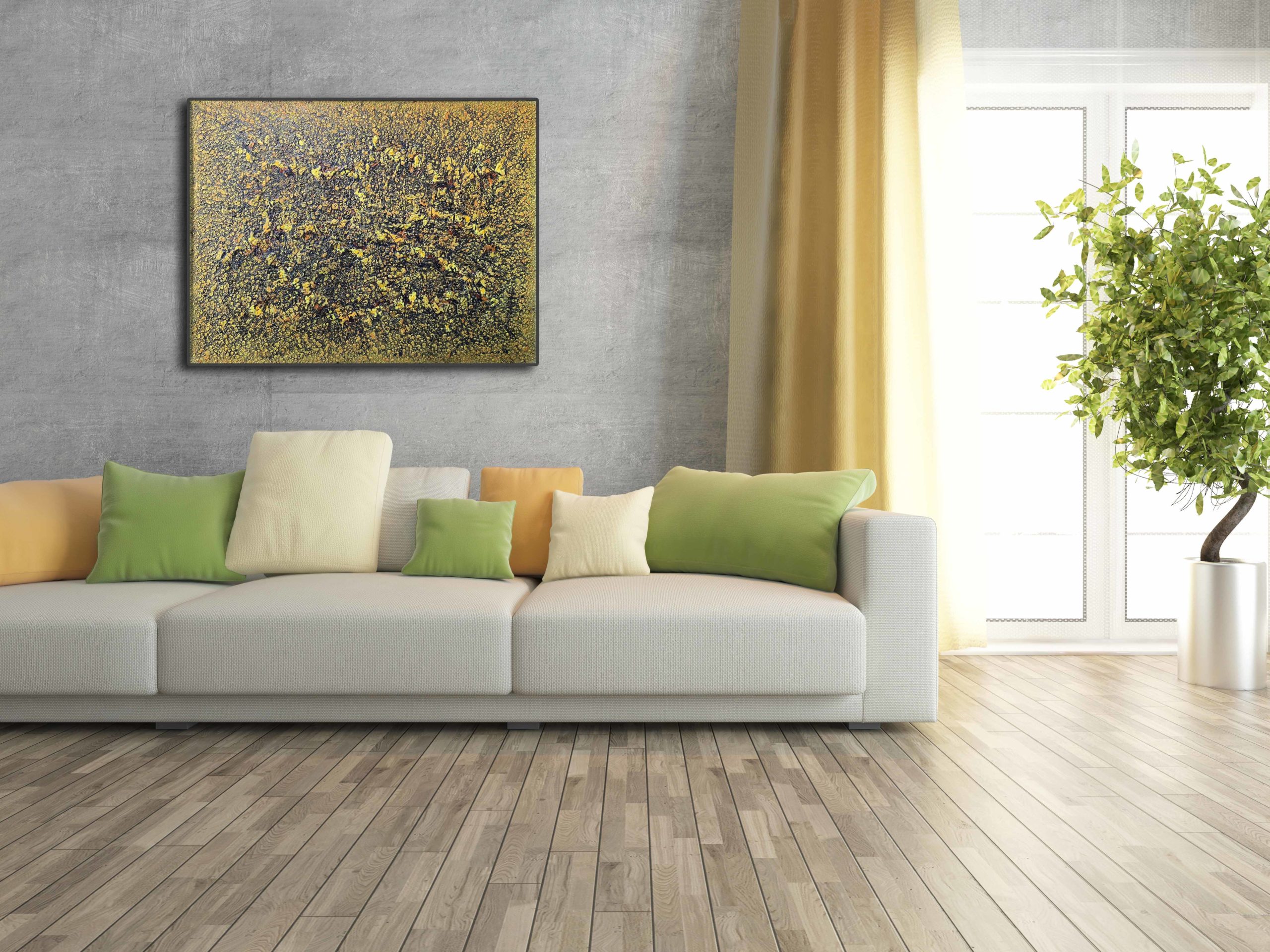 peinture à l huile sur toile abstraite dans les tons de terre et végétal de jean marie zazzi in situ
