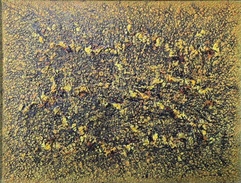 peinture à l huile sur toile abstraite dans les tons de terre et végétal de jean marie zazzi