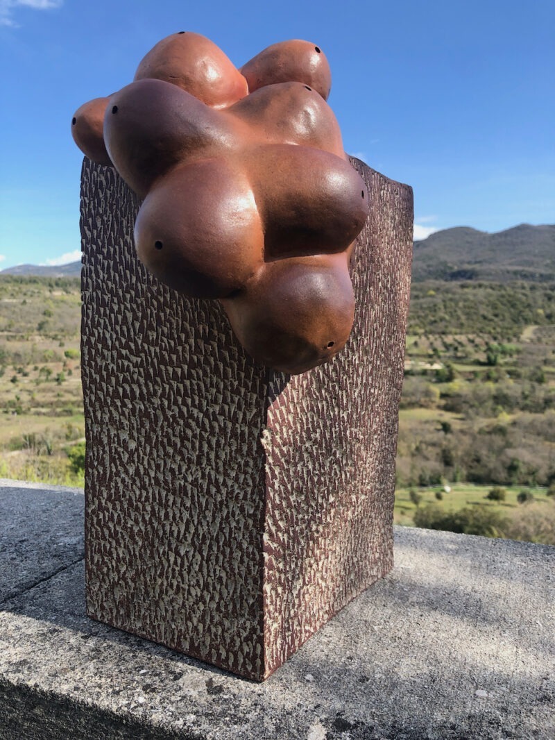 céramique contemporaine en grès marron de christiane filliatreau