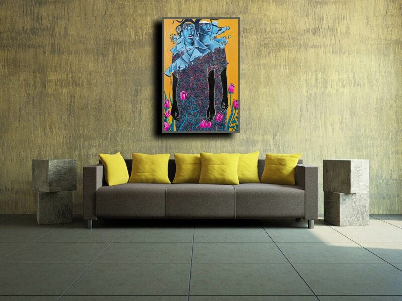 peinture figurative contemporaine de marcelin yao acrylique sur toile in situ