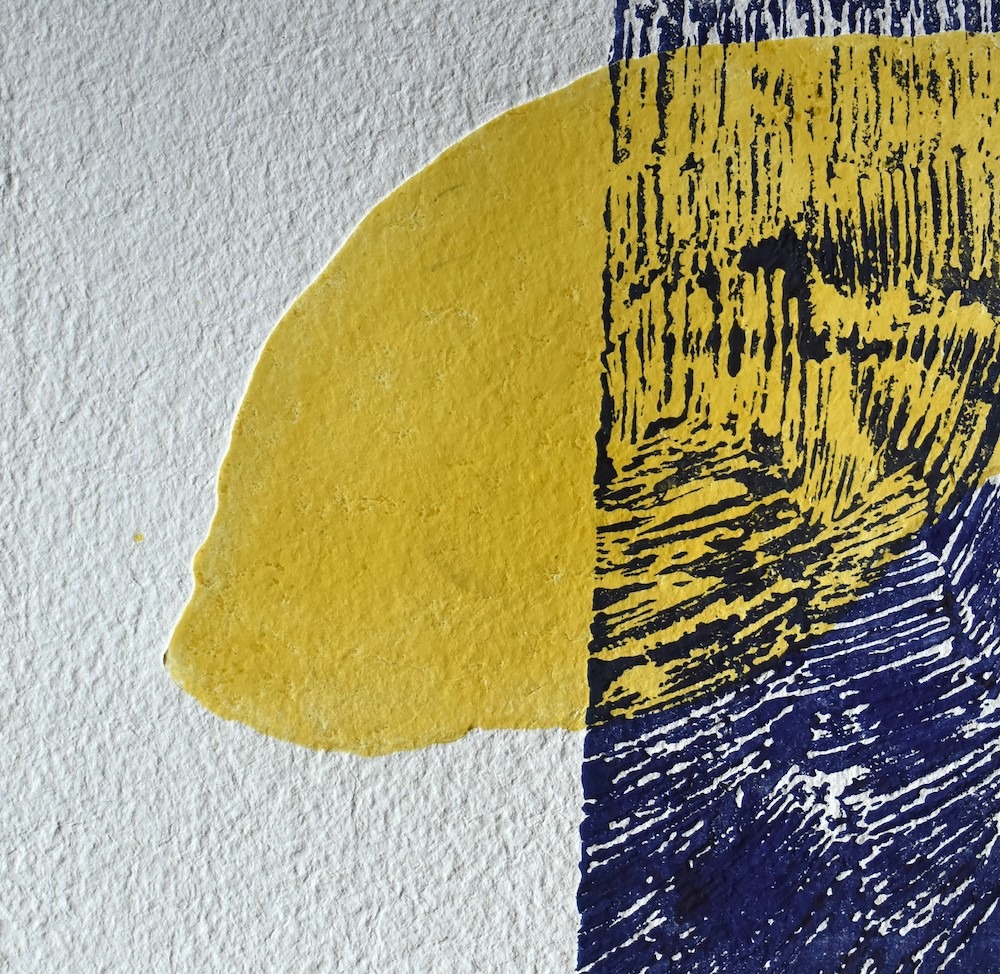 gravure bleue et jaune de julien allègre