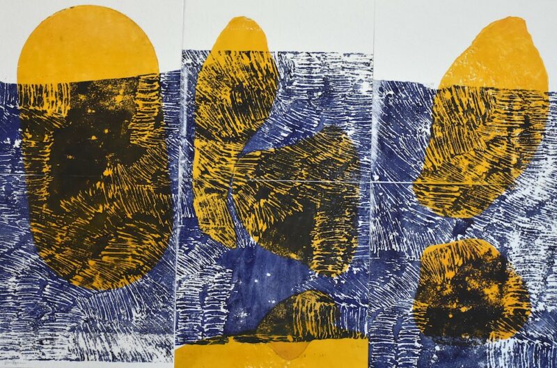 gravure de julien allegre bleue et jaune