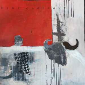 peinture acrylique contemporaine blanche ,rouge et noir sur bois de philippe croq