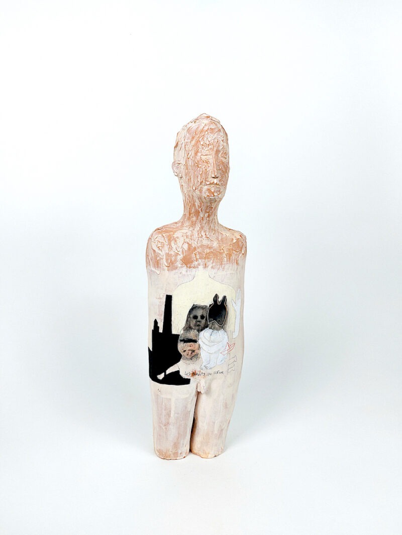 sculpture ceramique contemporaine figurative peinte de Tidru