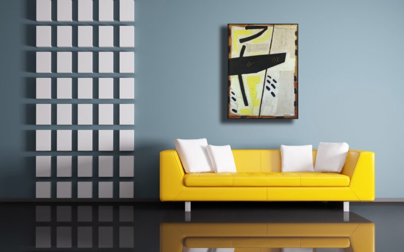 midelt peinture à l huile jaune et noir art moderne et contemporain de raymond guerrier in situ